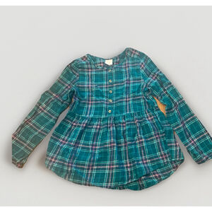 Jumping Beans Girls Dark Green Plaid Baby Doll Dress Shirt Size 10
